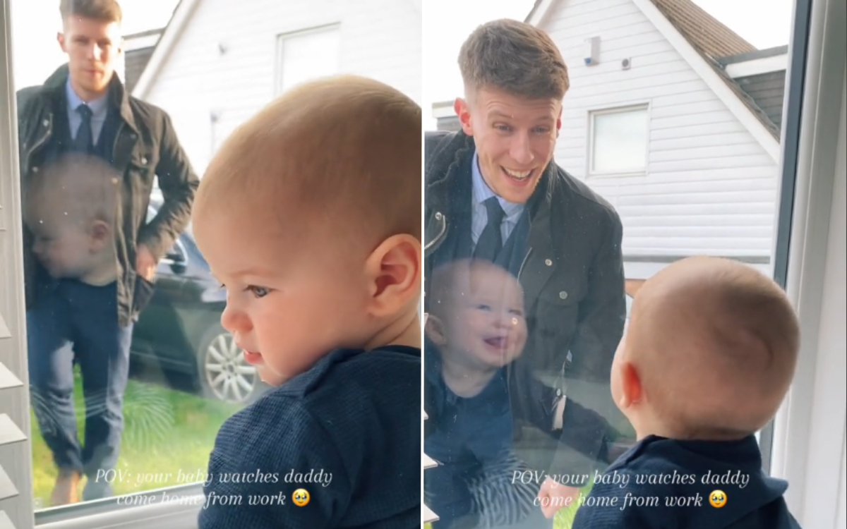 Baby’s face lights up upon seeing dad returning home from work: “Pure joy”