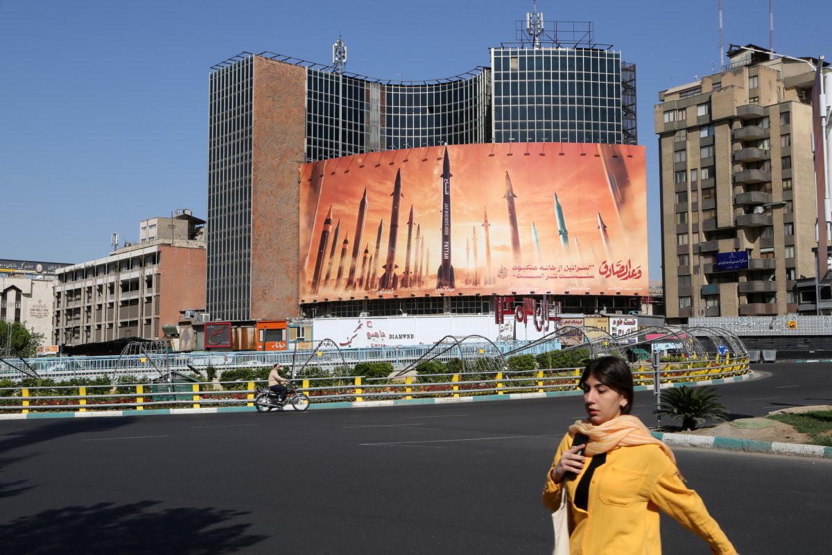 Billboard showing missiles seen in Tehran