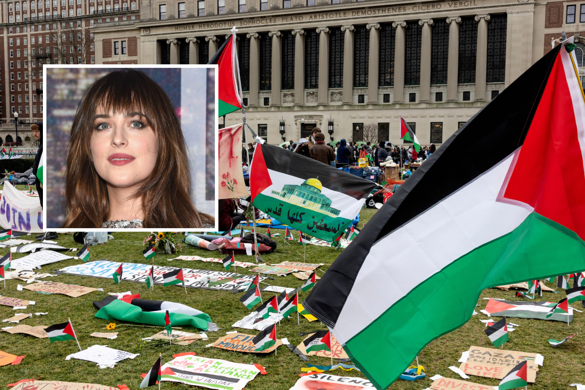 dakota johnson and palestine protest columbia university