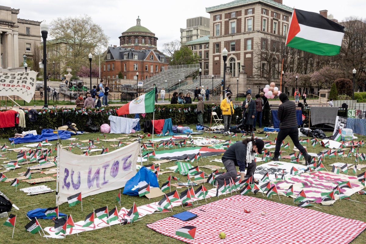 Pro-Palestinian students occupy lawn at Columbia University