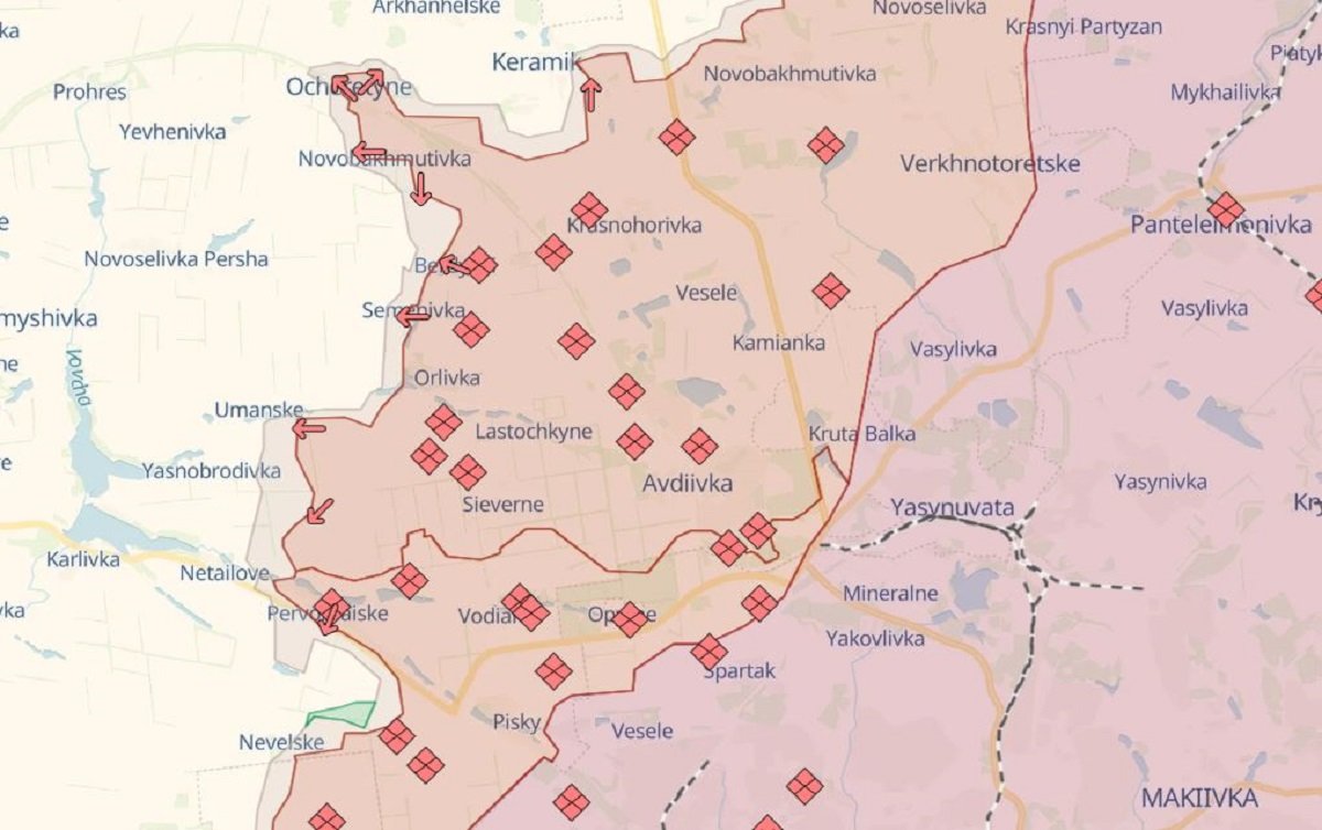 DeepState map of Avdiivka battlefield April 24