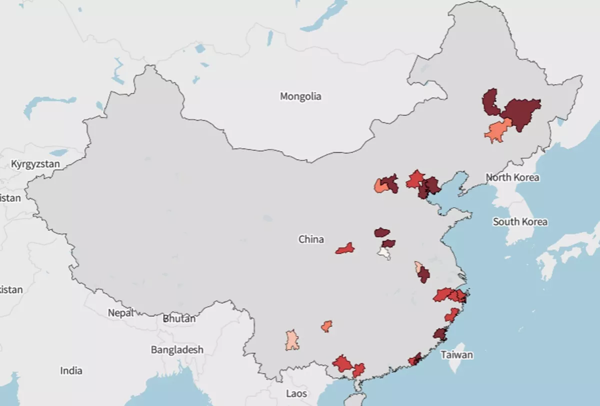 Map Shows China's Fastest-Sinking Cities - Vimarsana News