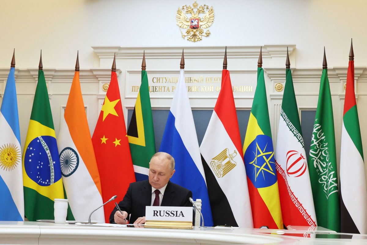 Vladimir Poutine lors de la réunion des BRICS de 2023