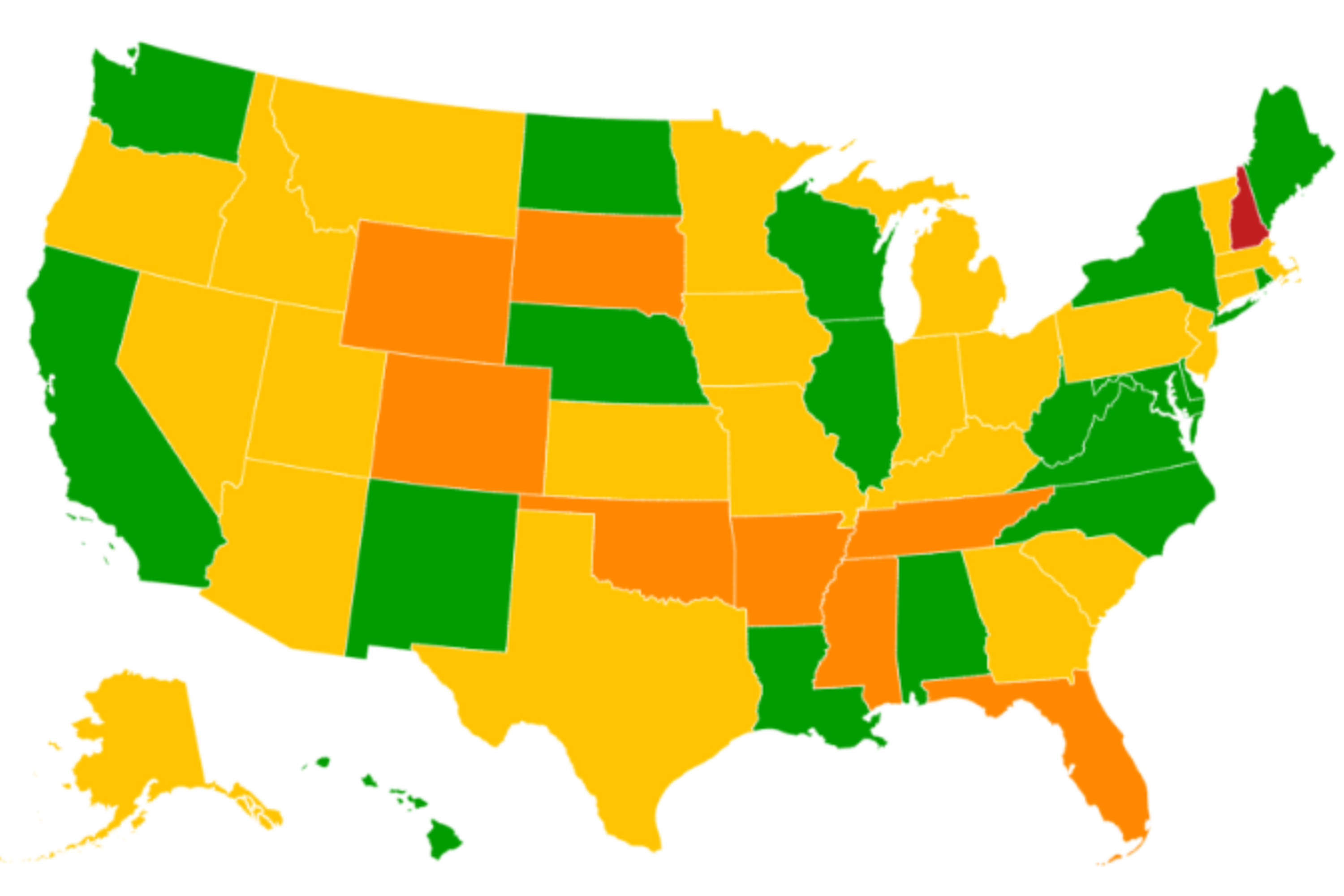 Map shows states where teachers can carry guns