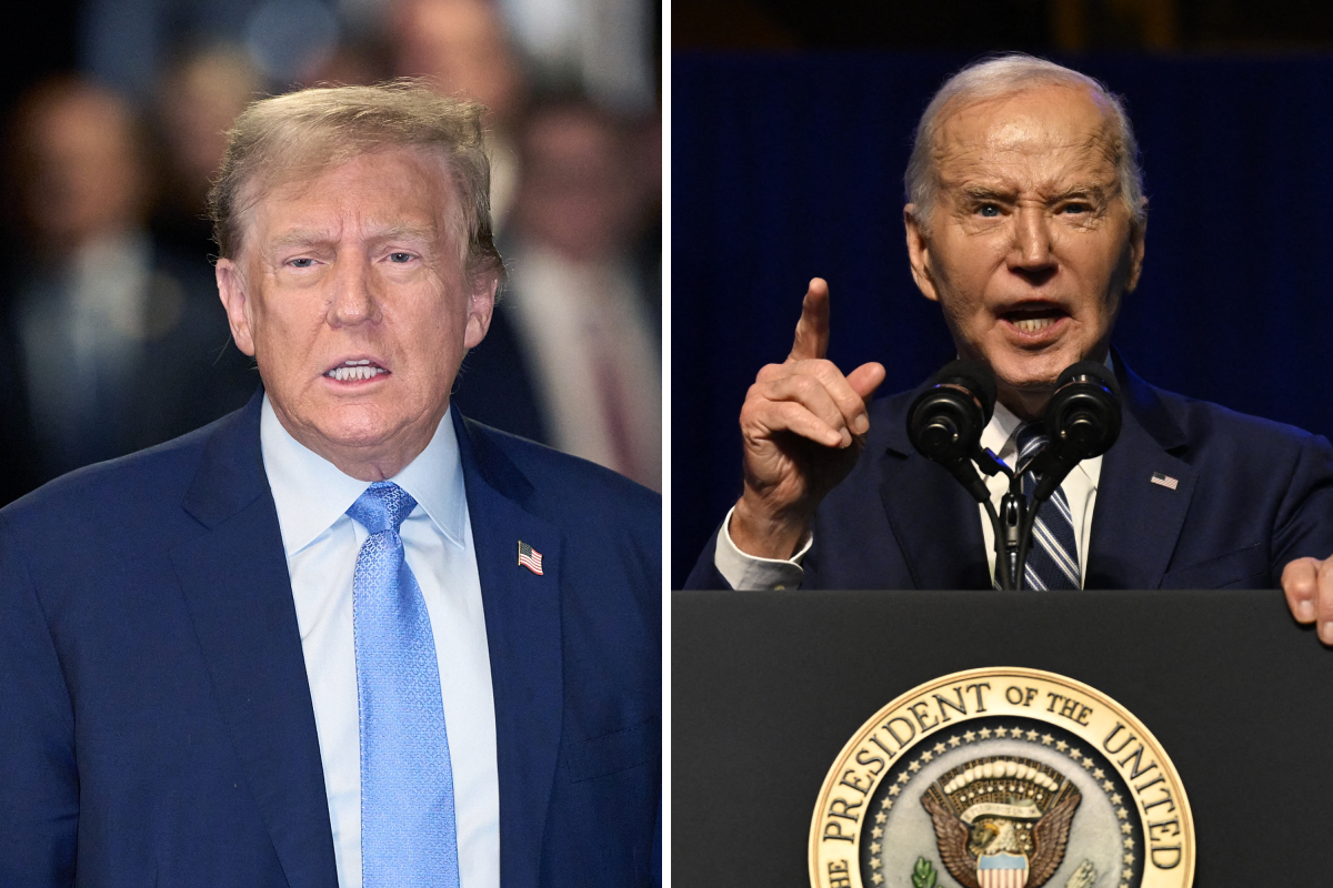 Donald Trump and Joe Biden Split image