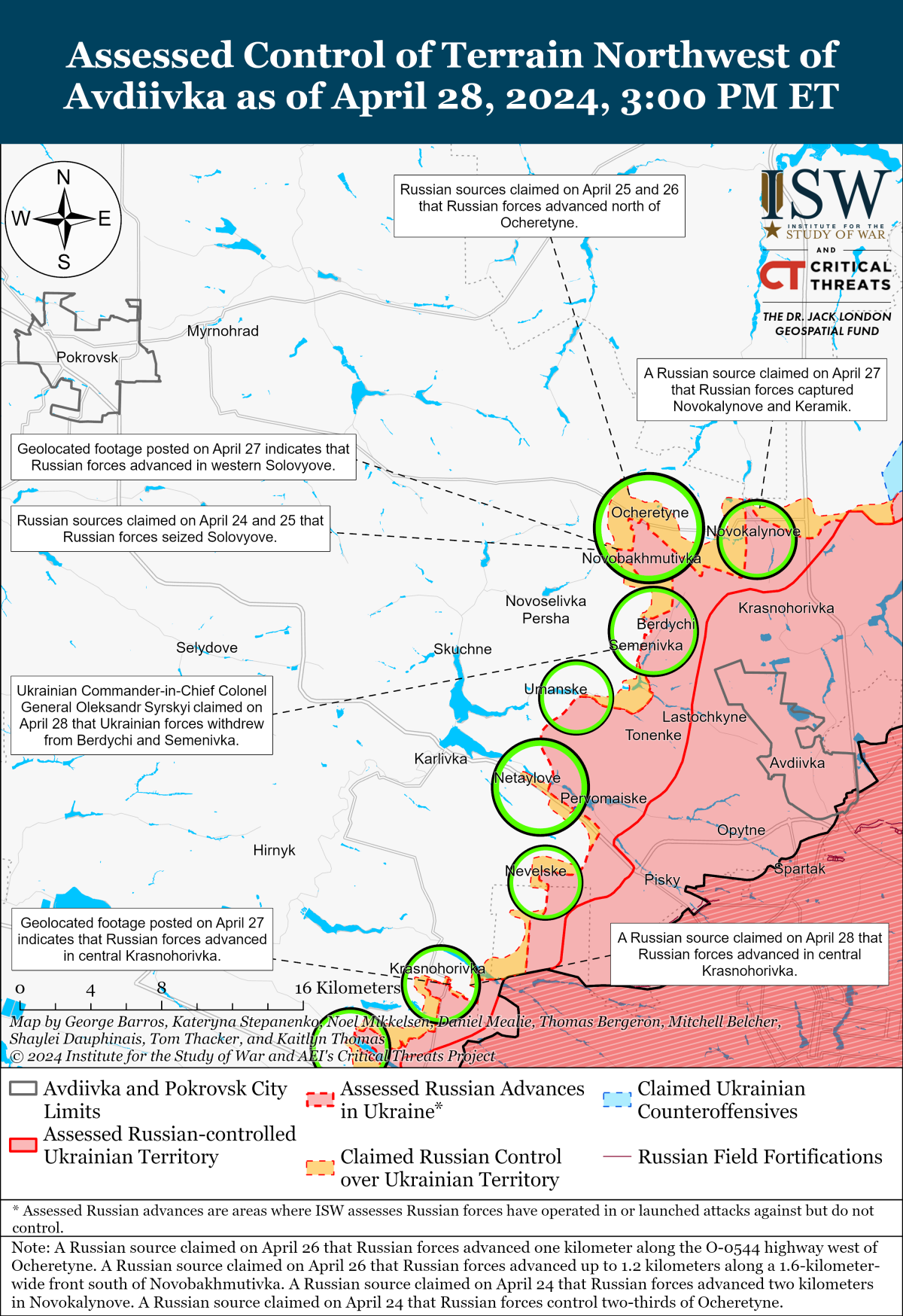 ISW map of Donetsk front April 28