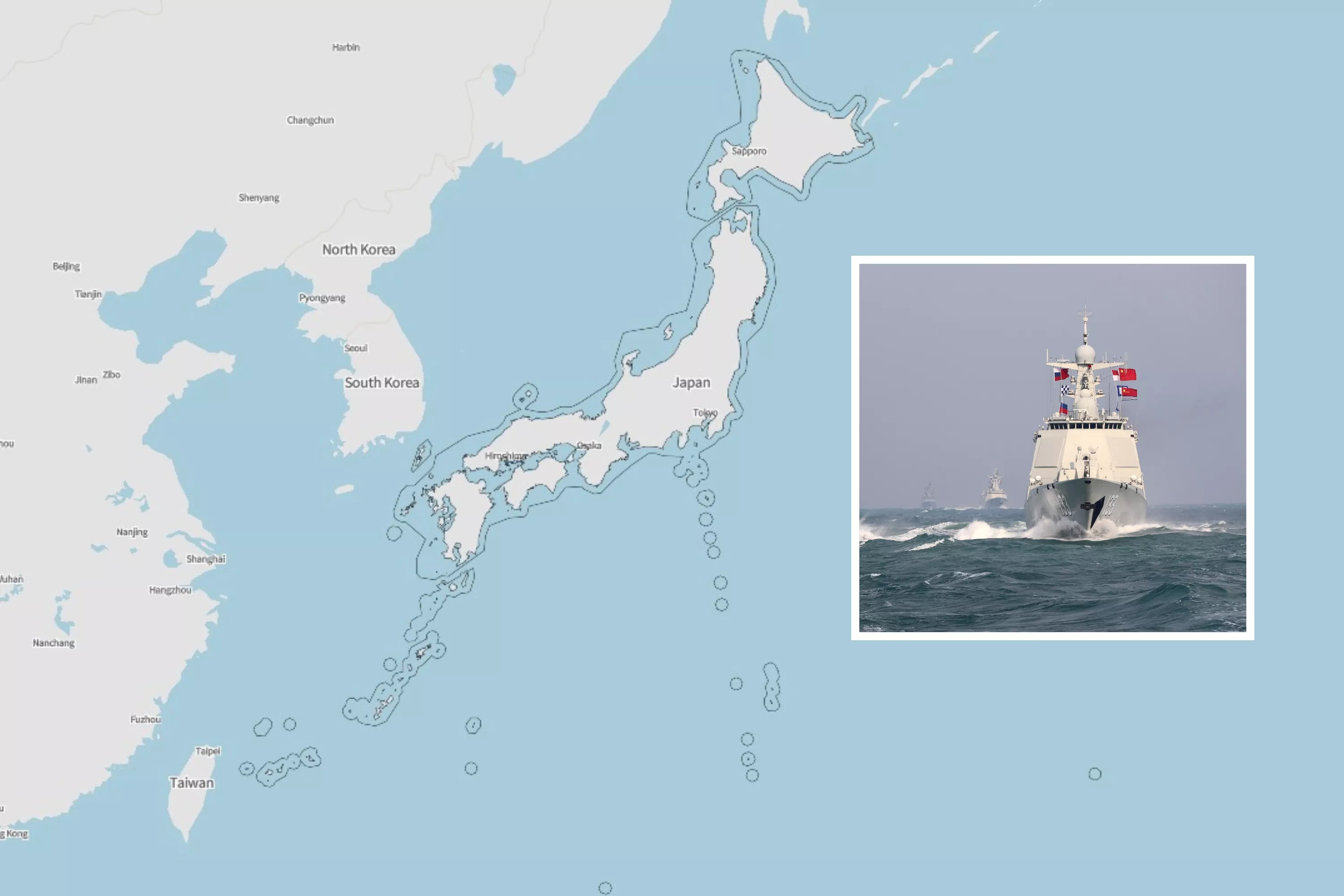 Japan Map Shows Where it Intercepted Chinese and Russian Warships - Vimarsana News