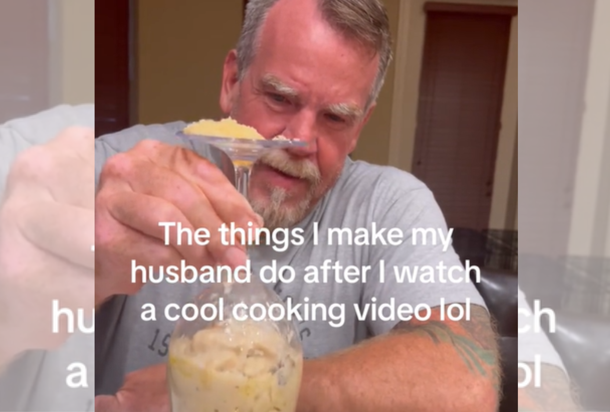 Woman recreates viral cooking video, baffles husband: “leave him alone”