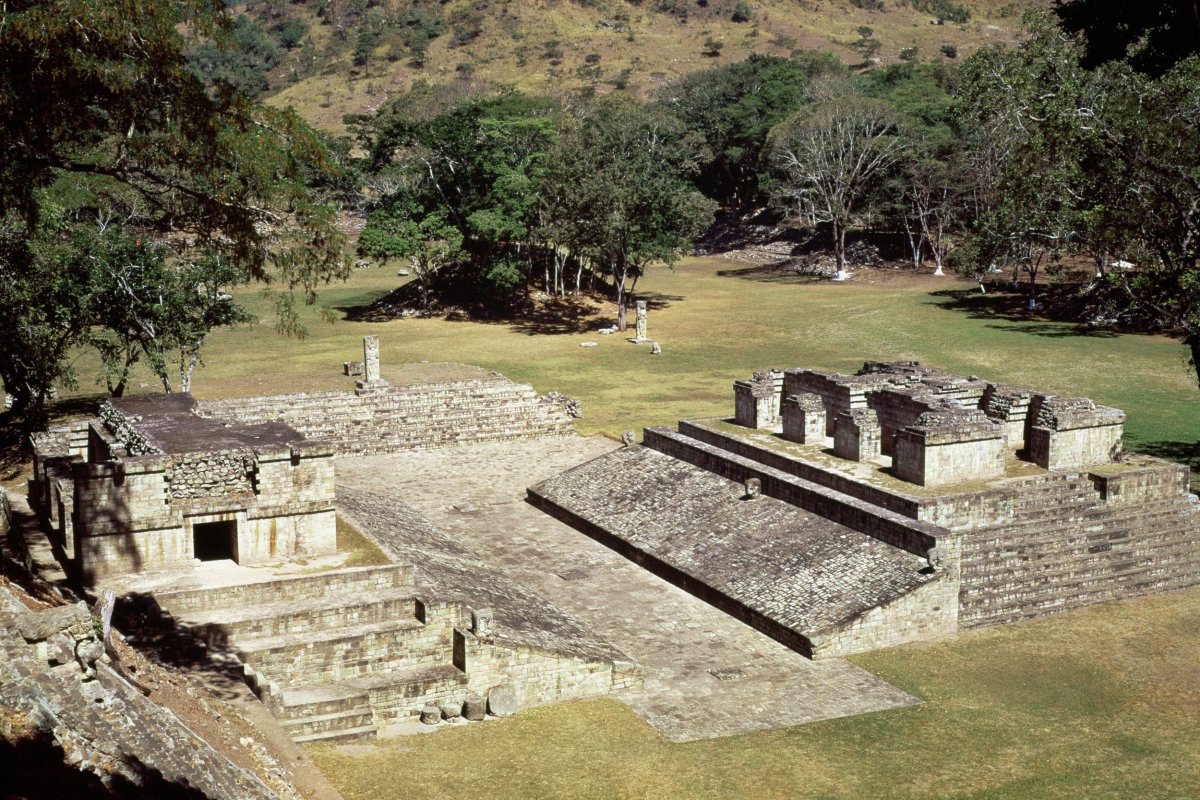 An ancient ballcourt at Copán in Honduras