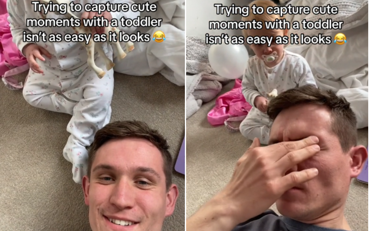 Dad tries to get “cute moment” with toddler on camera—instantly regrets it
