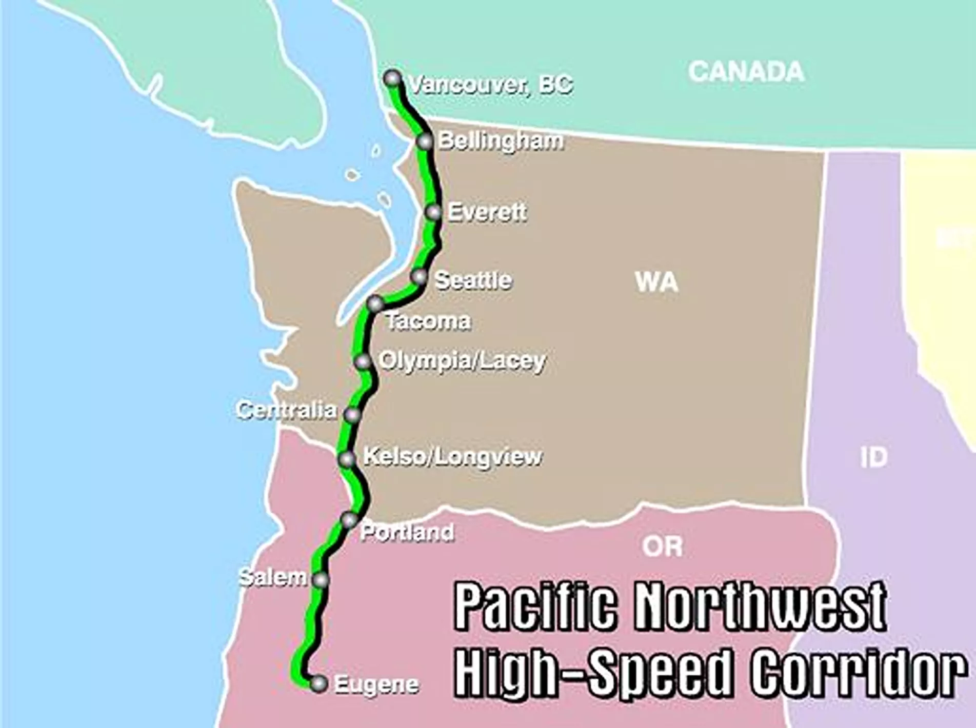 Map Shows Proposed Pacific Northwest High-Speed Rail Route - Vimarsana News