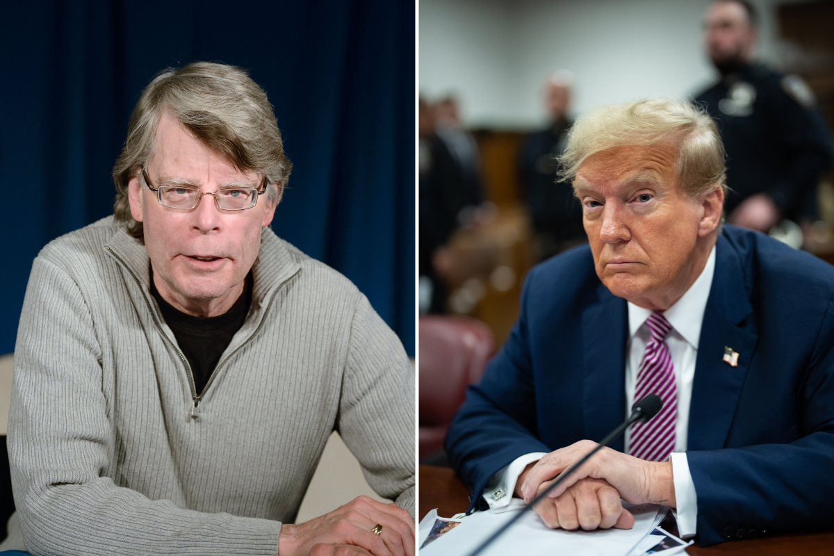 Stephen King, 2013 (left). Donald Trump, 2024