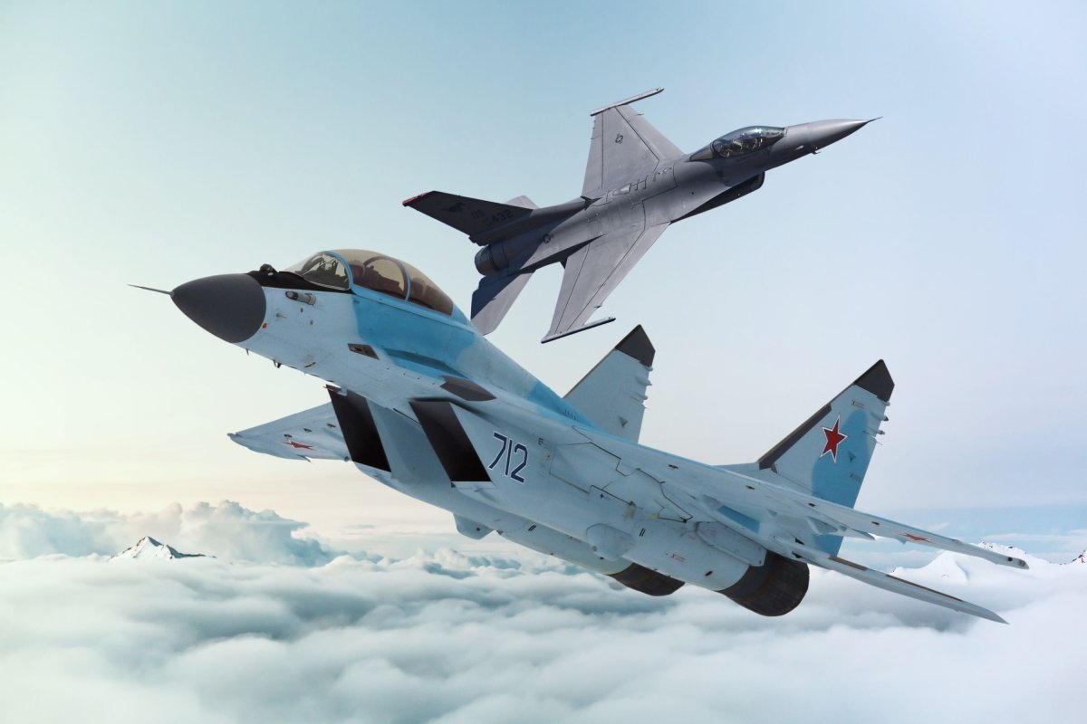Composite image of MiG-35 with F-16