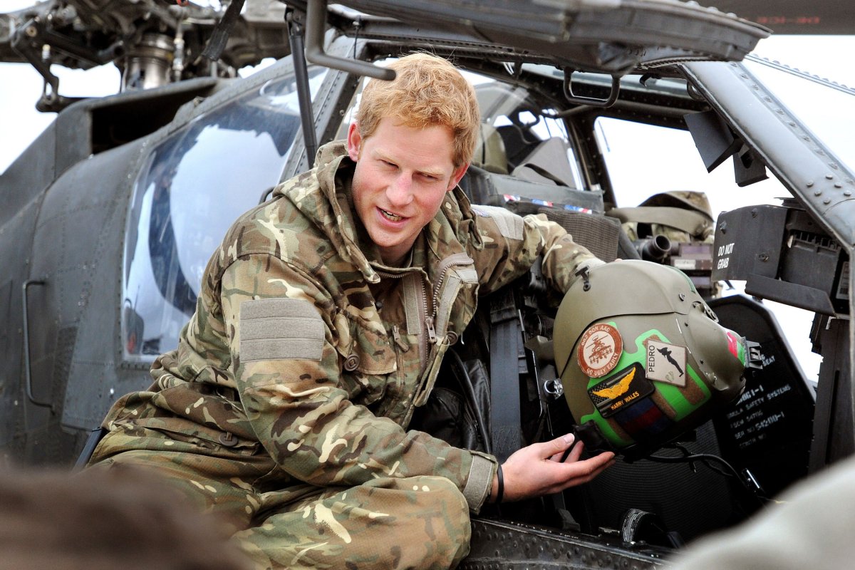 Prince Harry in an Apache helicopter