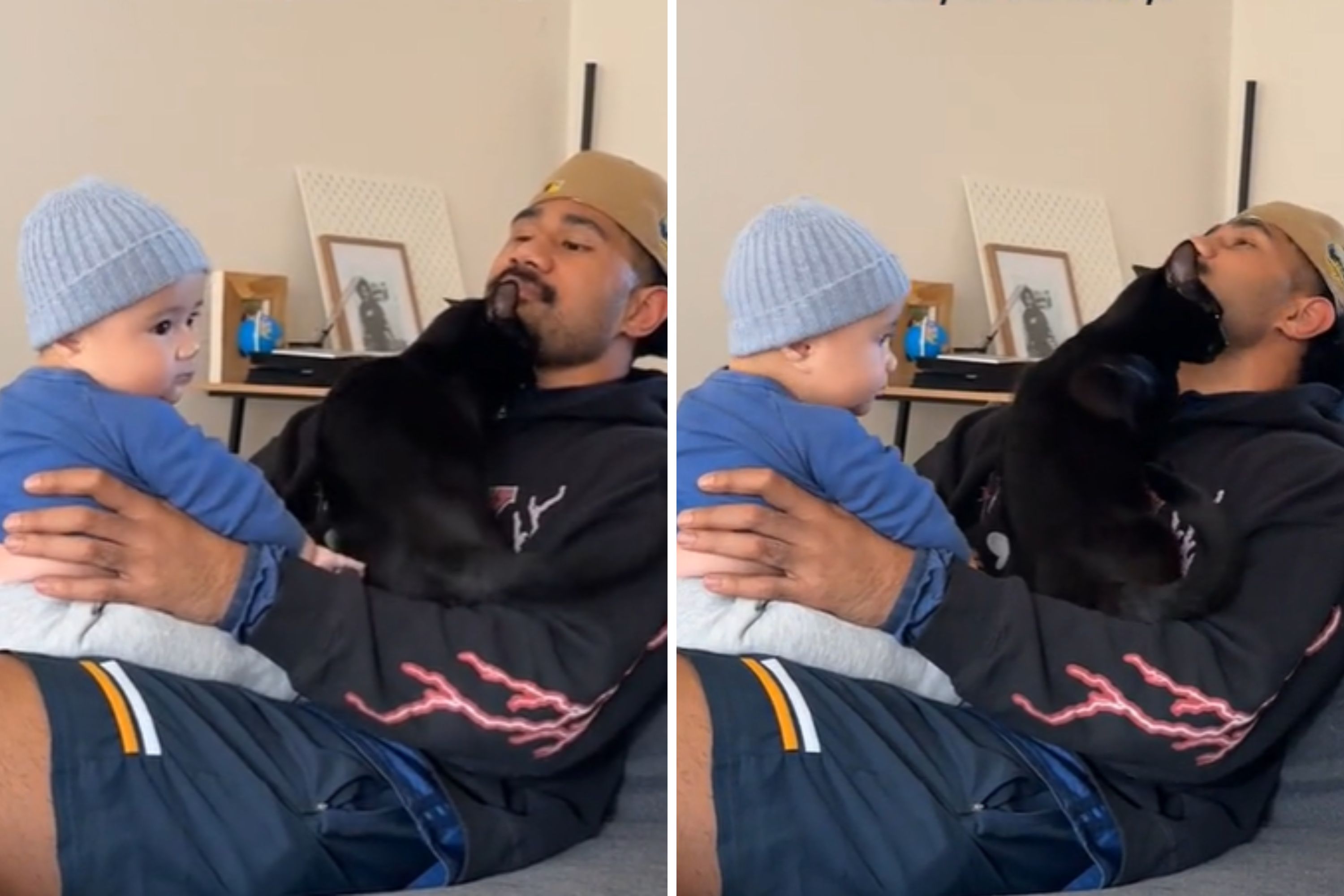 Black Cat Determined to Remain Center of Attention After Owners Have Baby