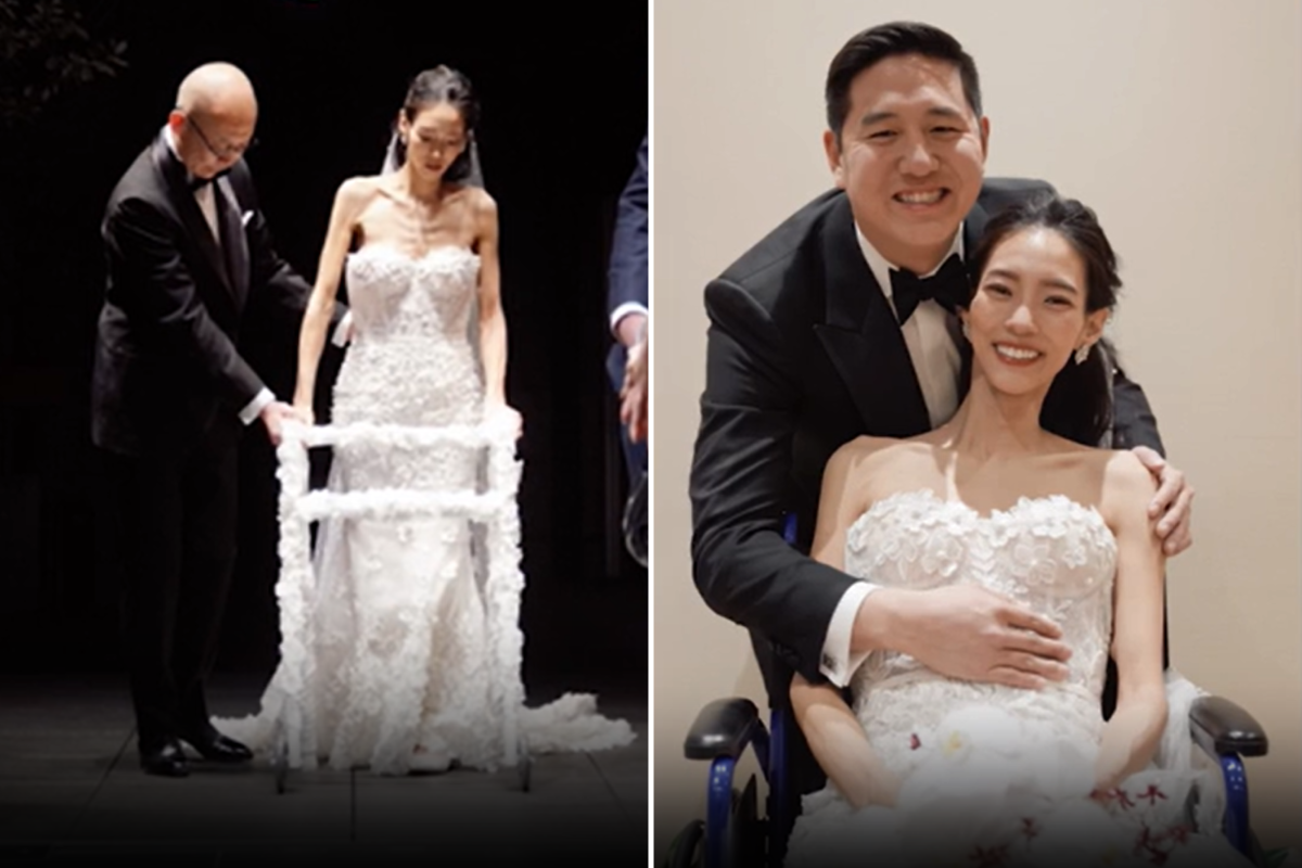 bride and groom marrying after cancer
