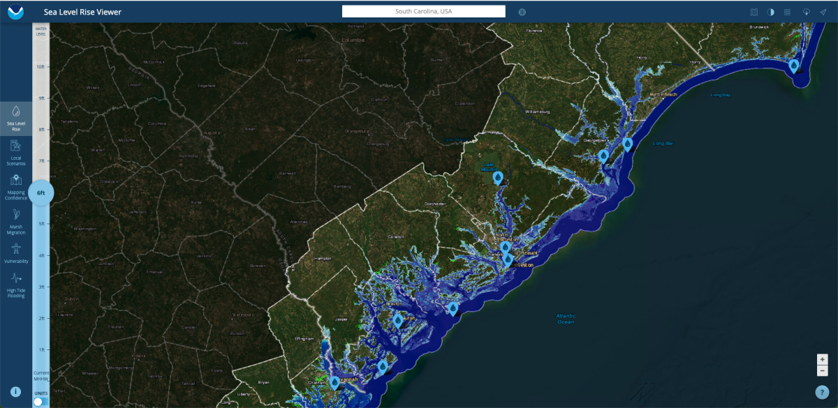 South Carolina sea levels rise 