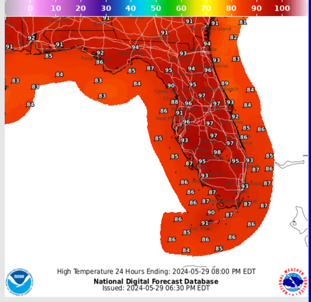 Map Shows Florida Cities Hit New RecordHeat