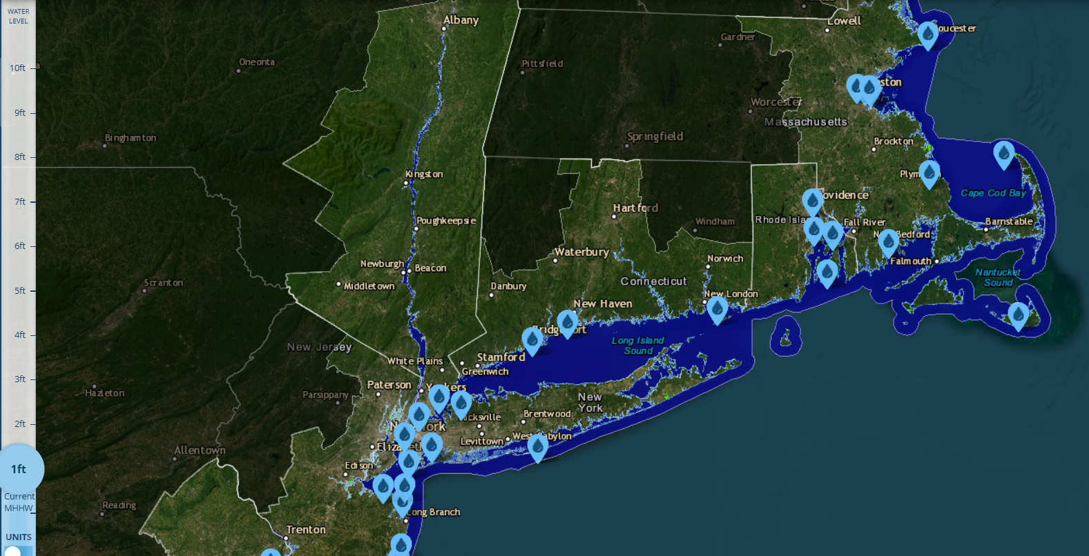 La carte du Connecticut montre où l’État pourrait être sous l’eau en raison de l’élévation du niveau de la mer
