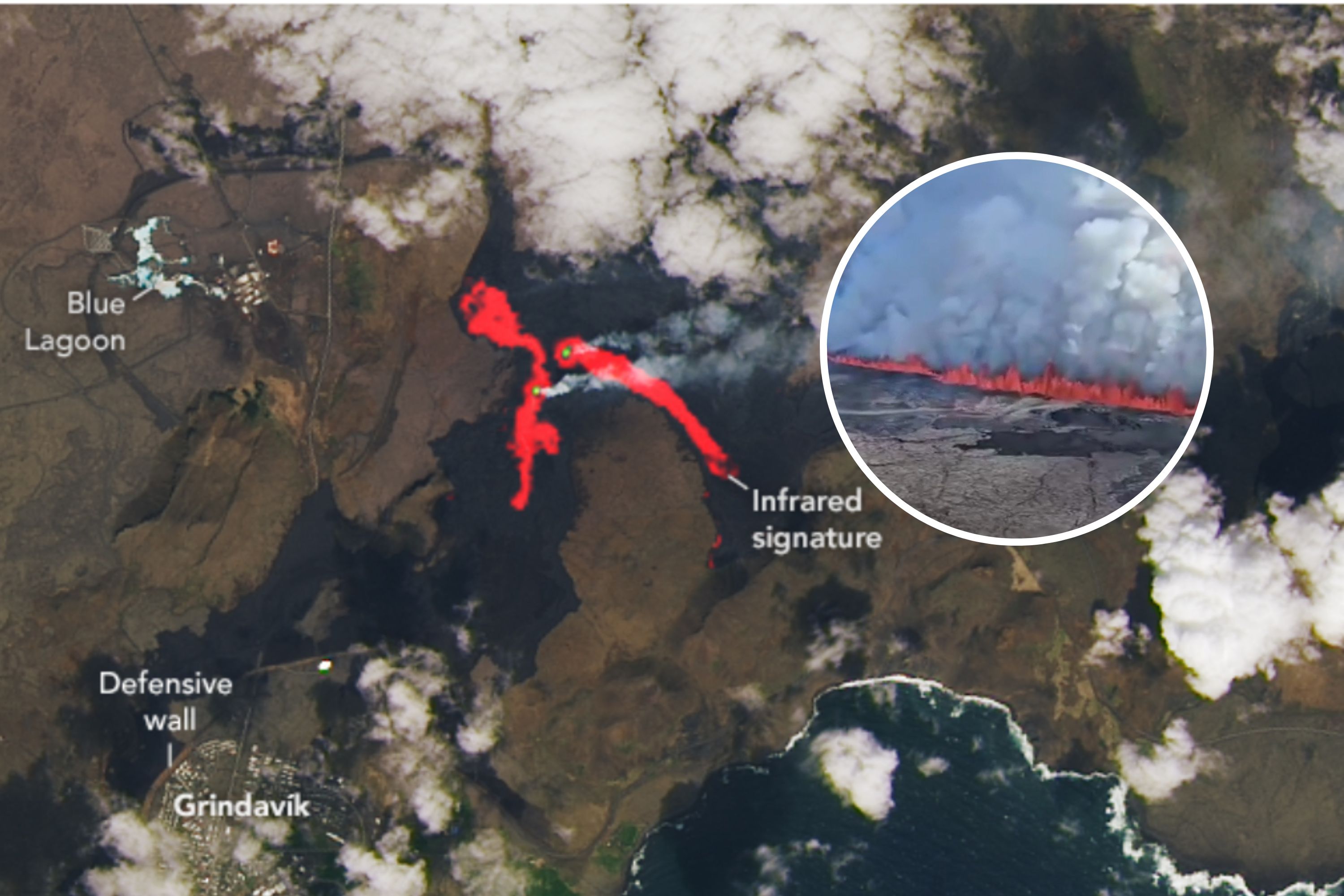 New Iceland volcano eruption seen from space