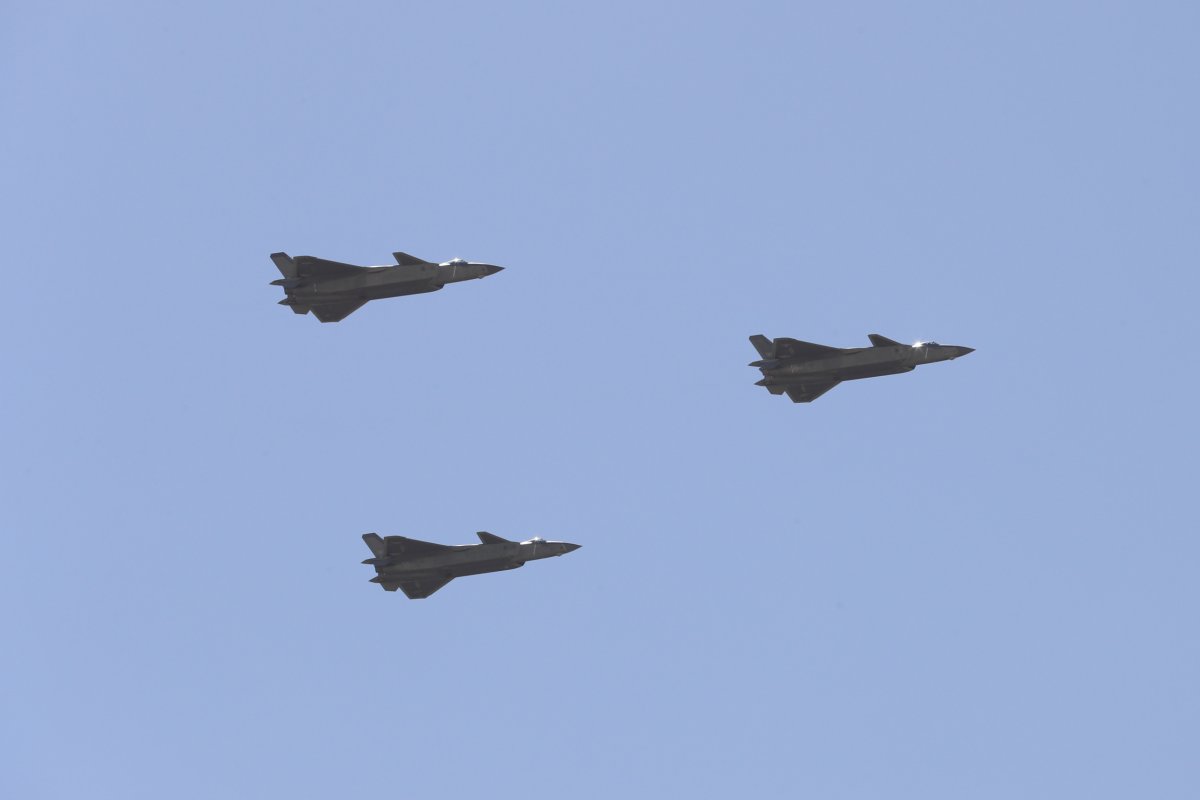 China's J-20 fighter jets make an appearance during the parade