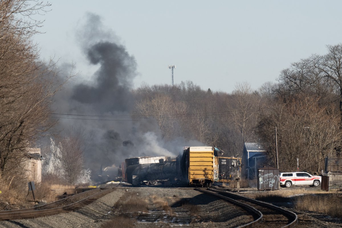 derailed cargo train in East Palestine