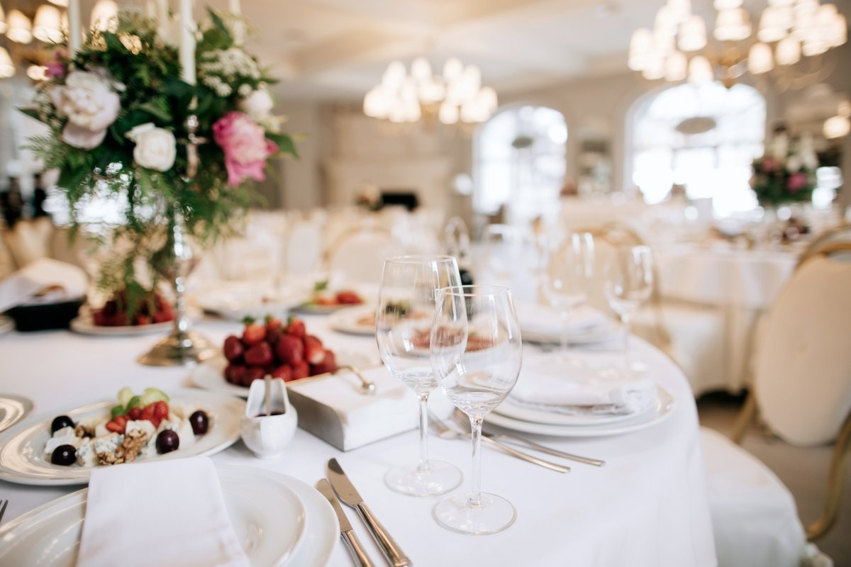 A wedding table setting