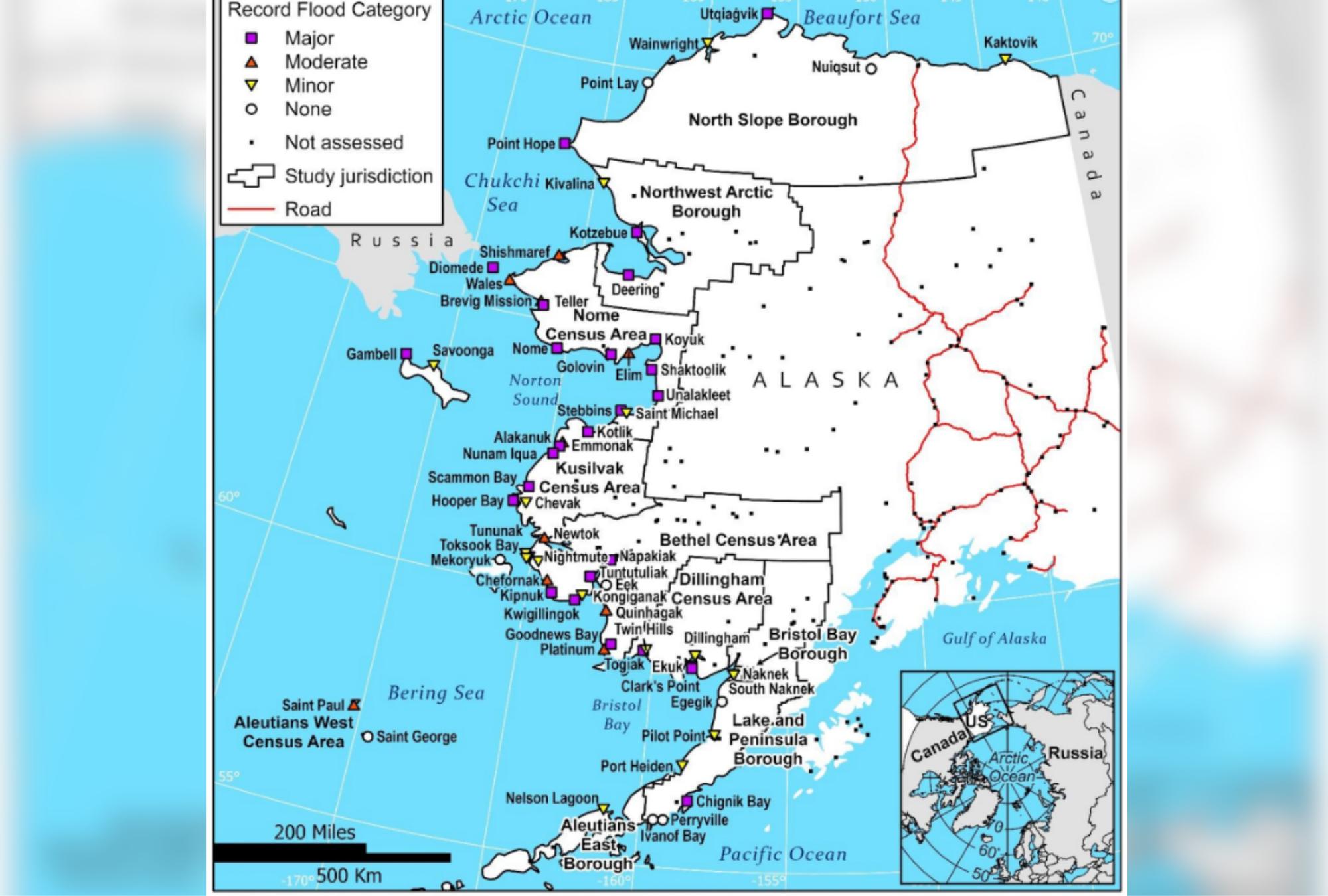 Map Alaska flooding