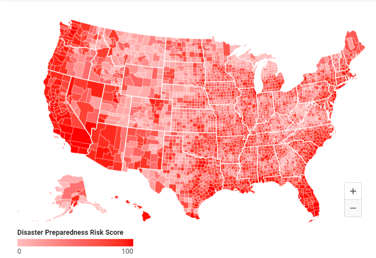Une carte révèle les comtés américains les moins préparés aux catastrophes naturelles