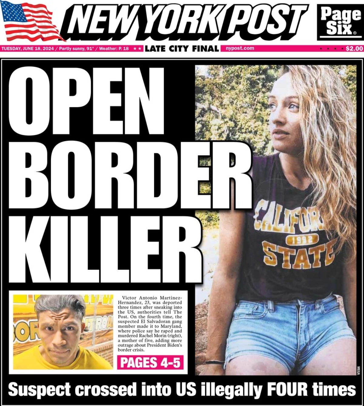 Open Border Killer, Schools Phone Ban: Today's Front Pages - Newsweek