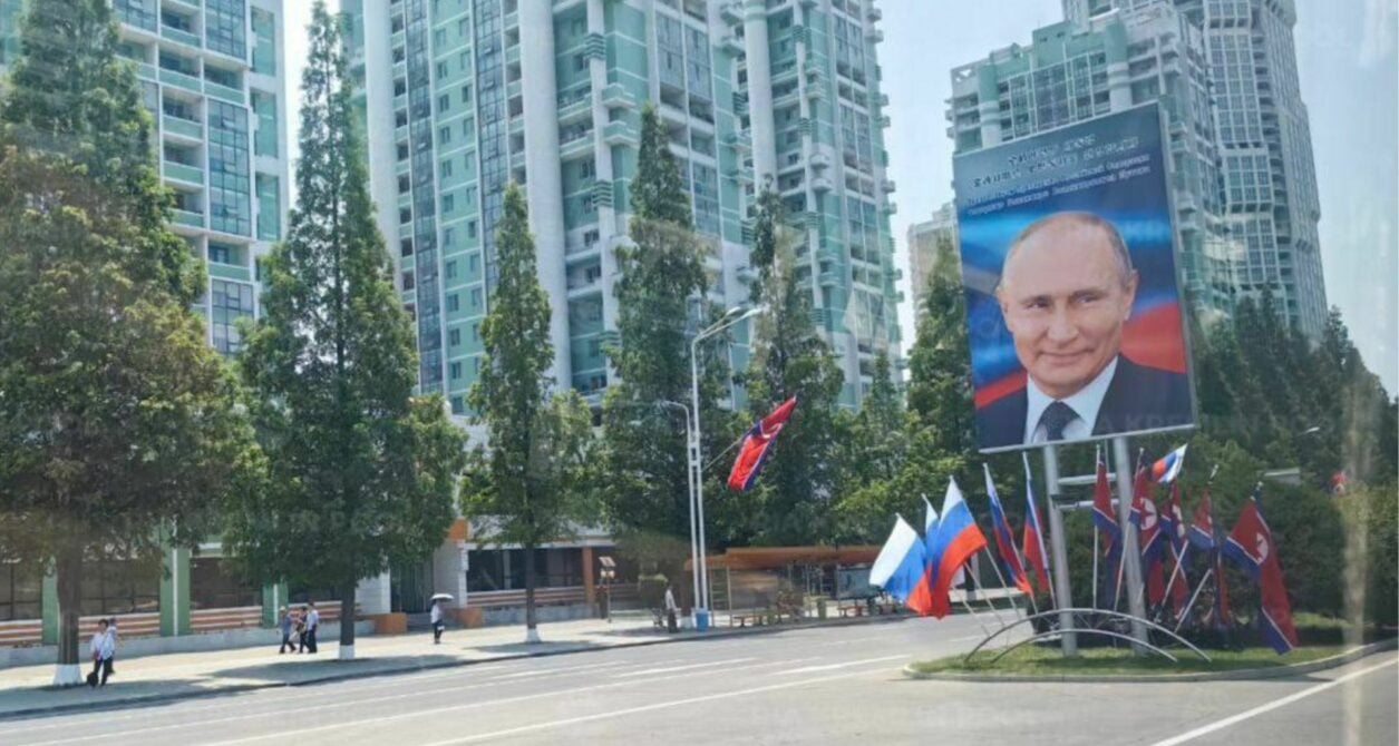 Rare Photos Show Putin Images on North Korea's Streets