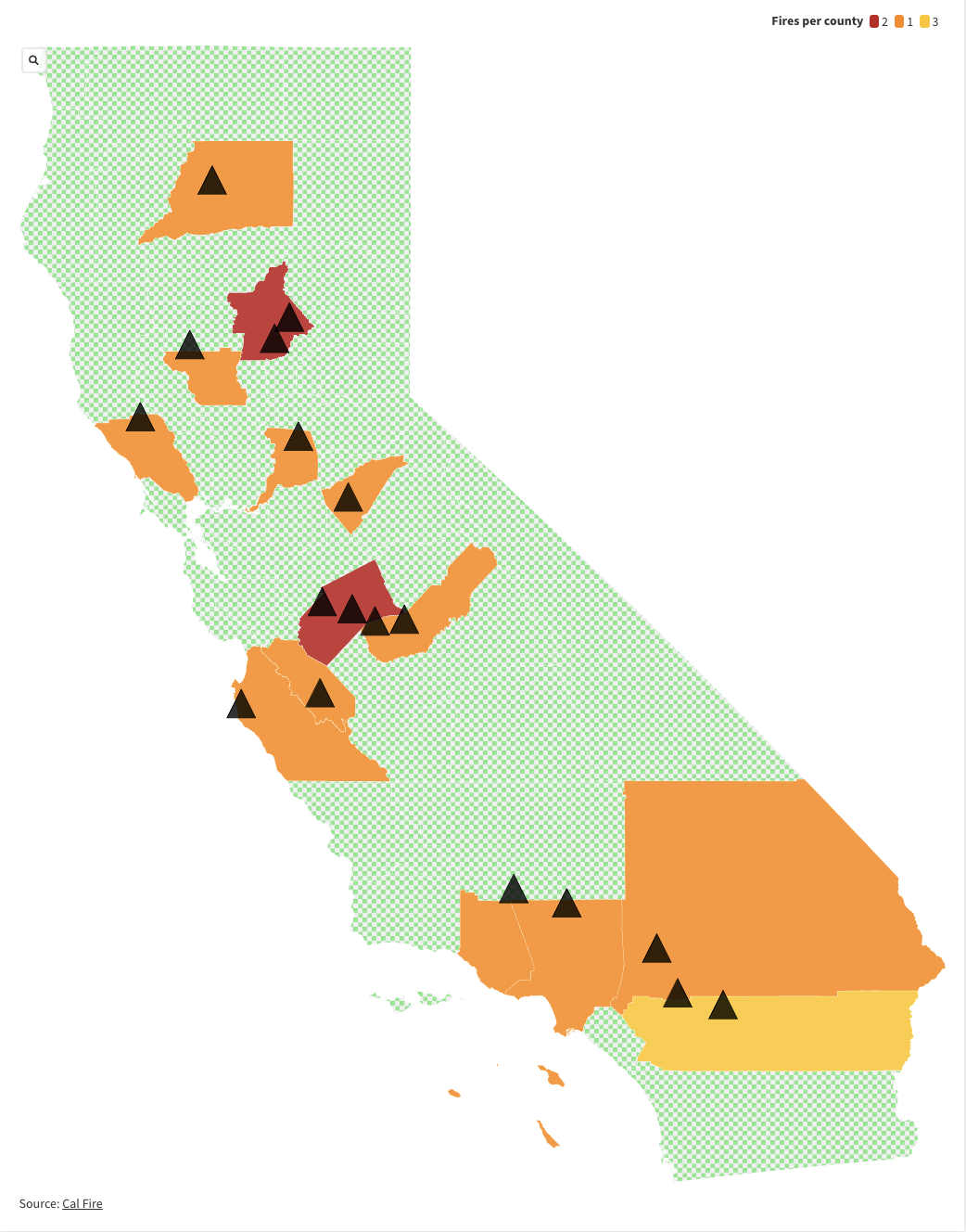 California Wildfire Map Shows Fires as 66,000 Acres Burn