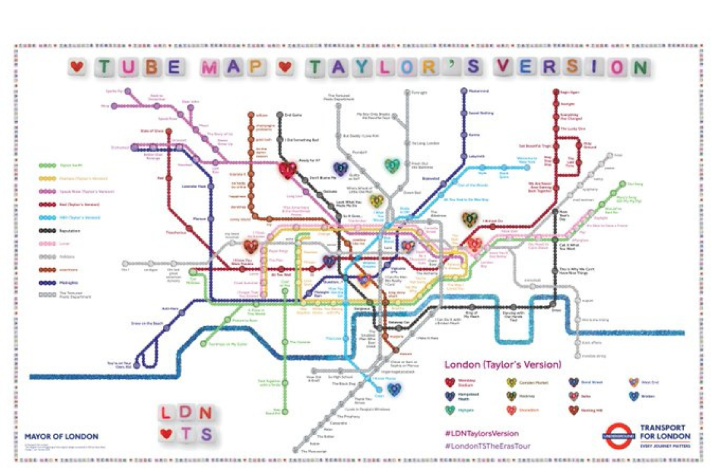 London Underground map gets Taylor version update ahead of Eras show