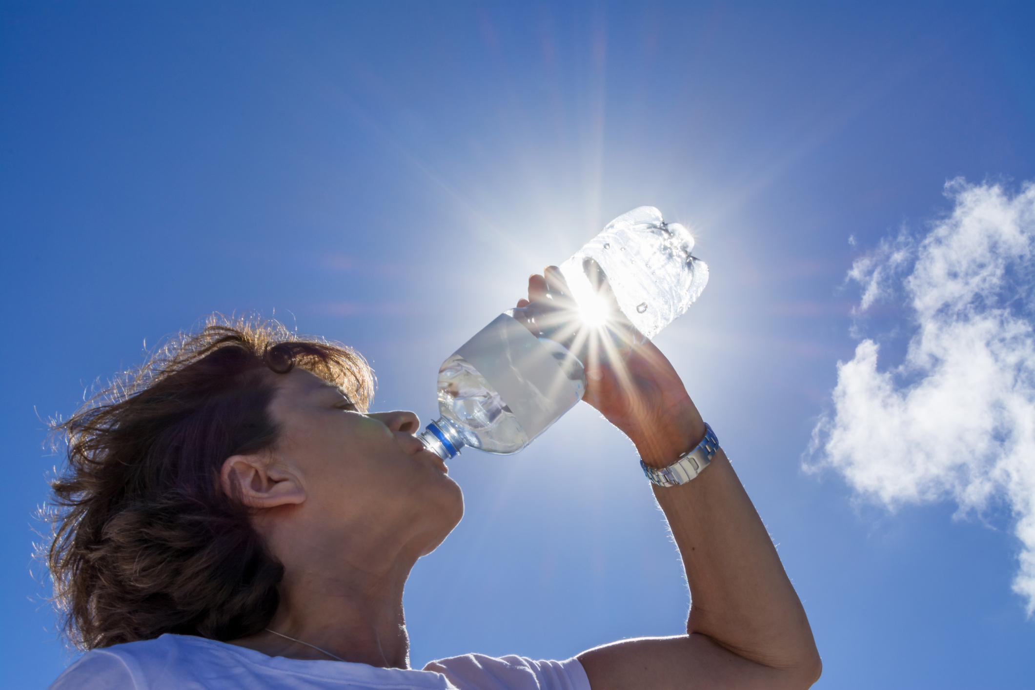 Drinking a water bottle discount