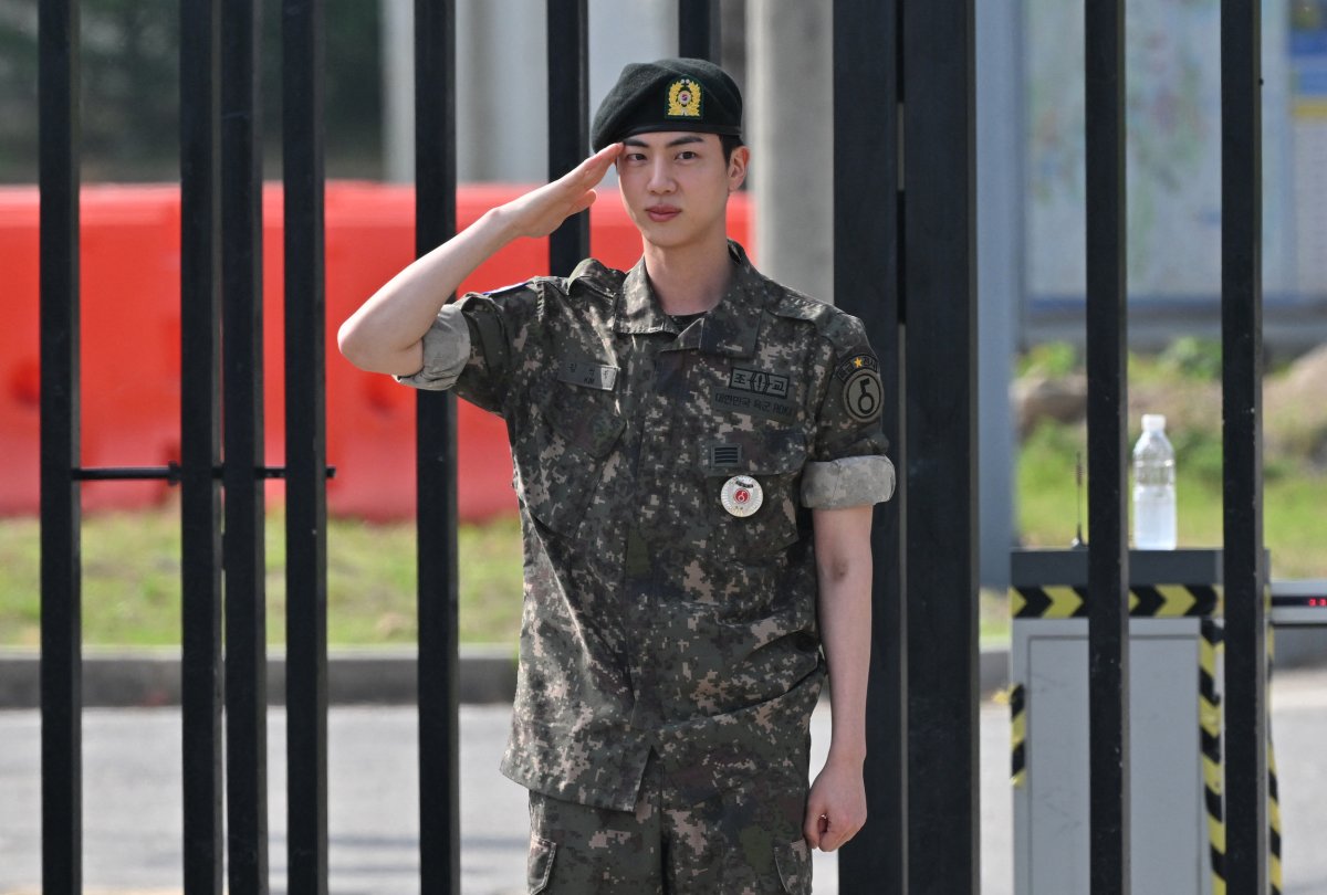 BTS, member, Jin, leaves, mandatory, military, service