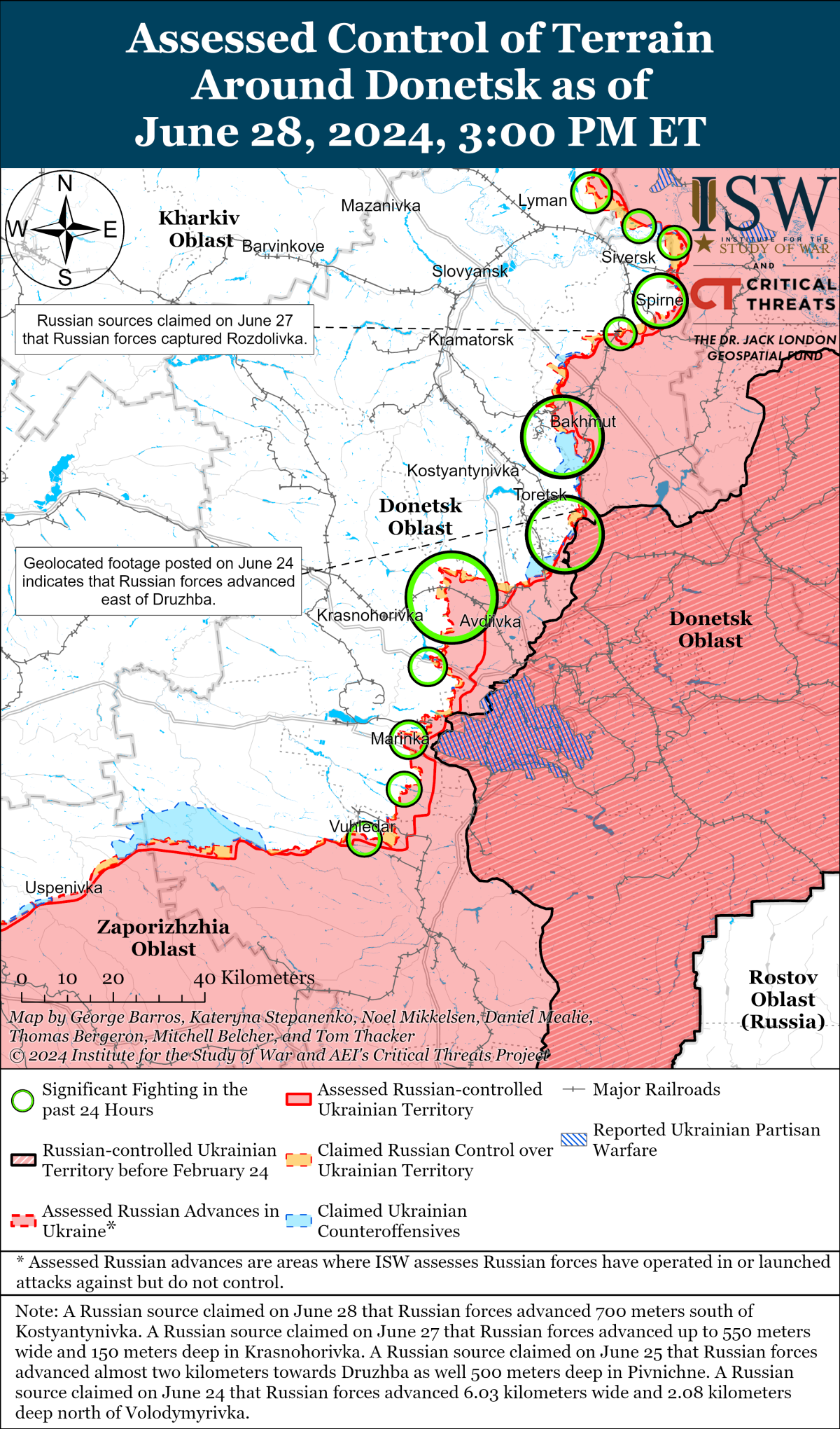 The ISW map of Donetsk region
