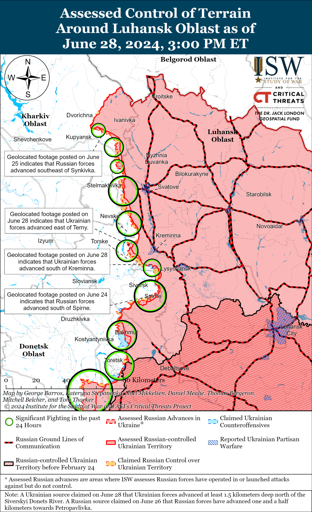 The ISW map of Luhansk region