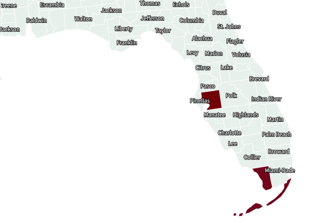 Florida beach map shows warnings over fears of ‘fecal pollution’