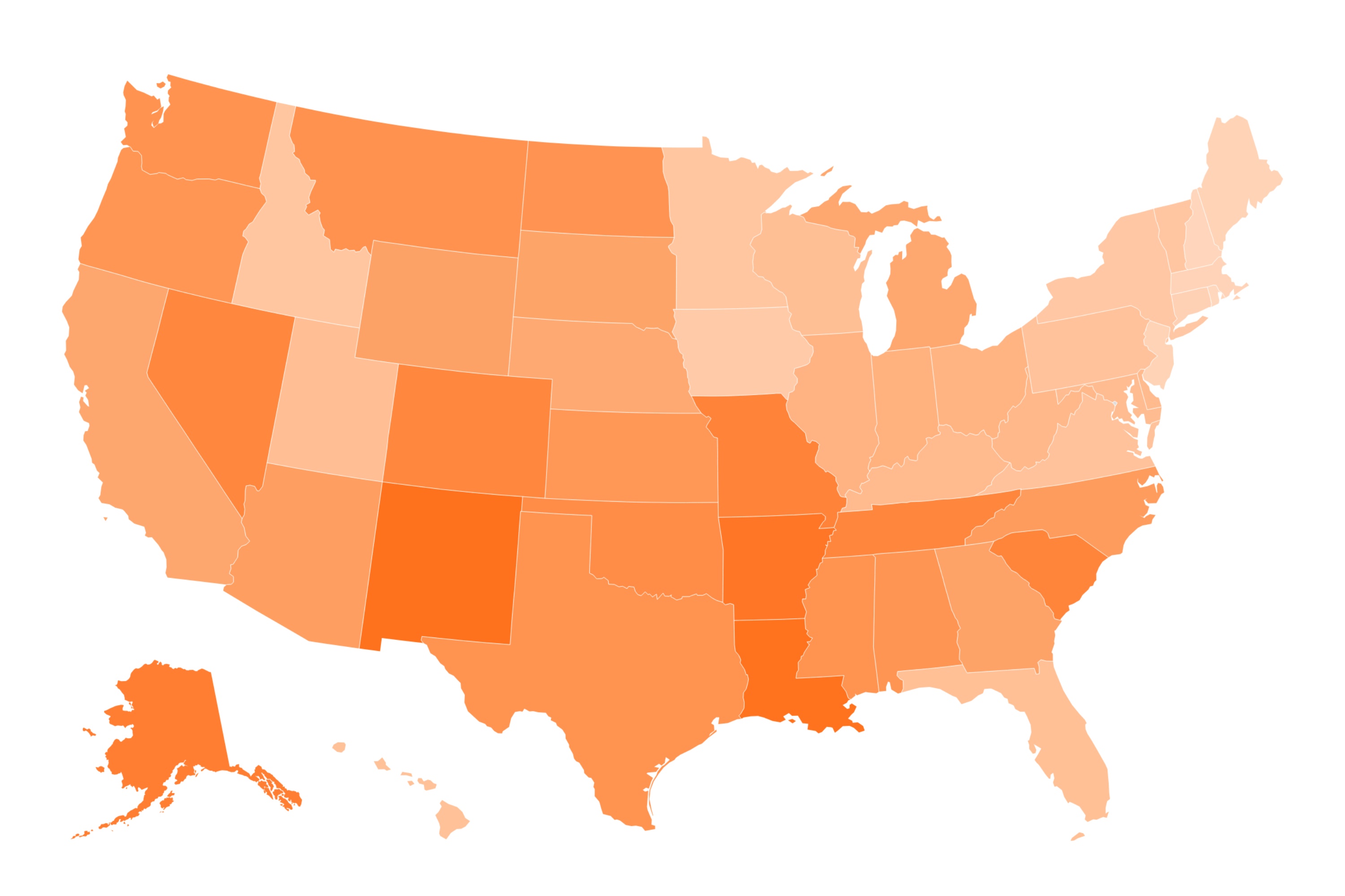 Map Shows Top 10 Most 'Dangerous' States in the US Newsweek