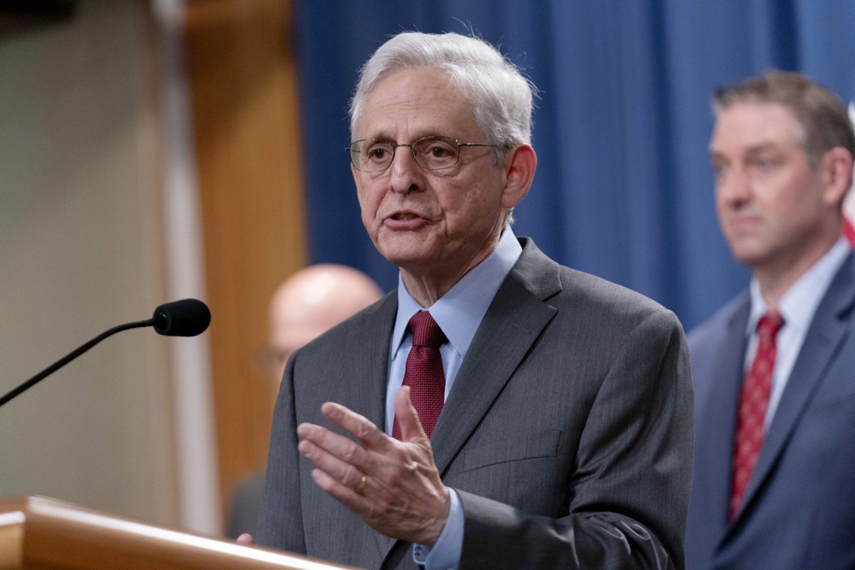     Merrick Garland speaks during a press conference