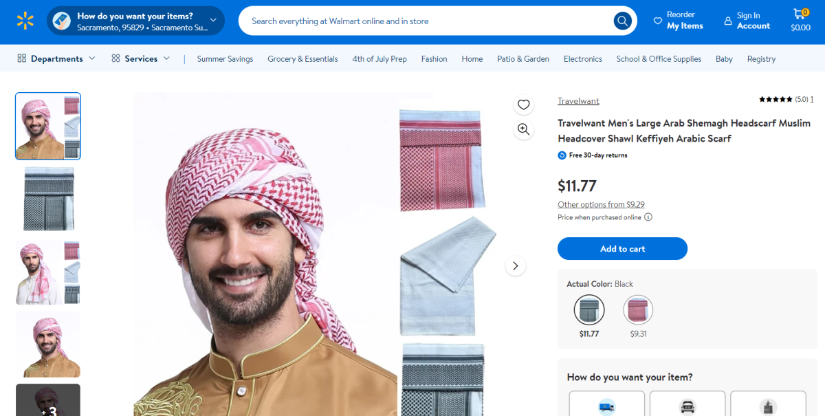 Kefiyeh Scarves on the Walmart Website