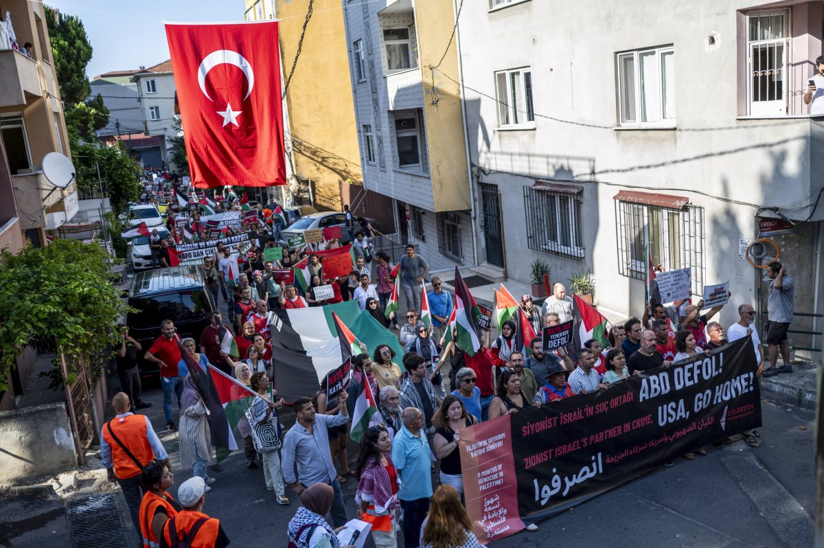 Turkey, protest, against, US, aid, to, Israel