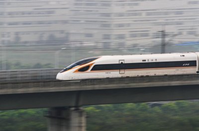 Bullet Train Travels in Chinas Jiangsu Province