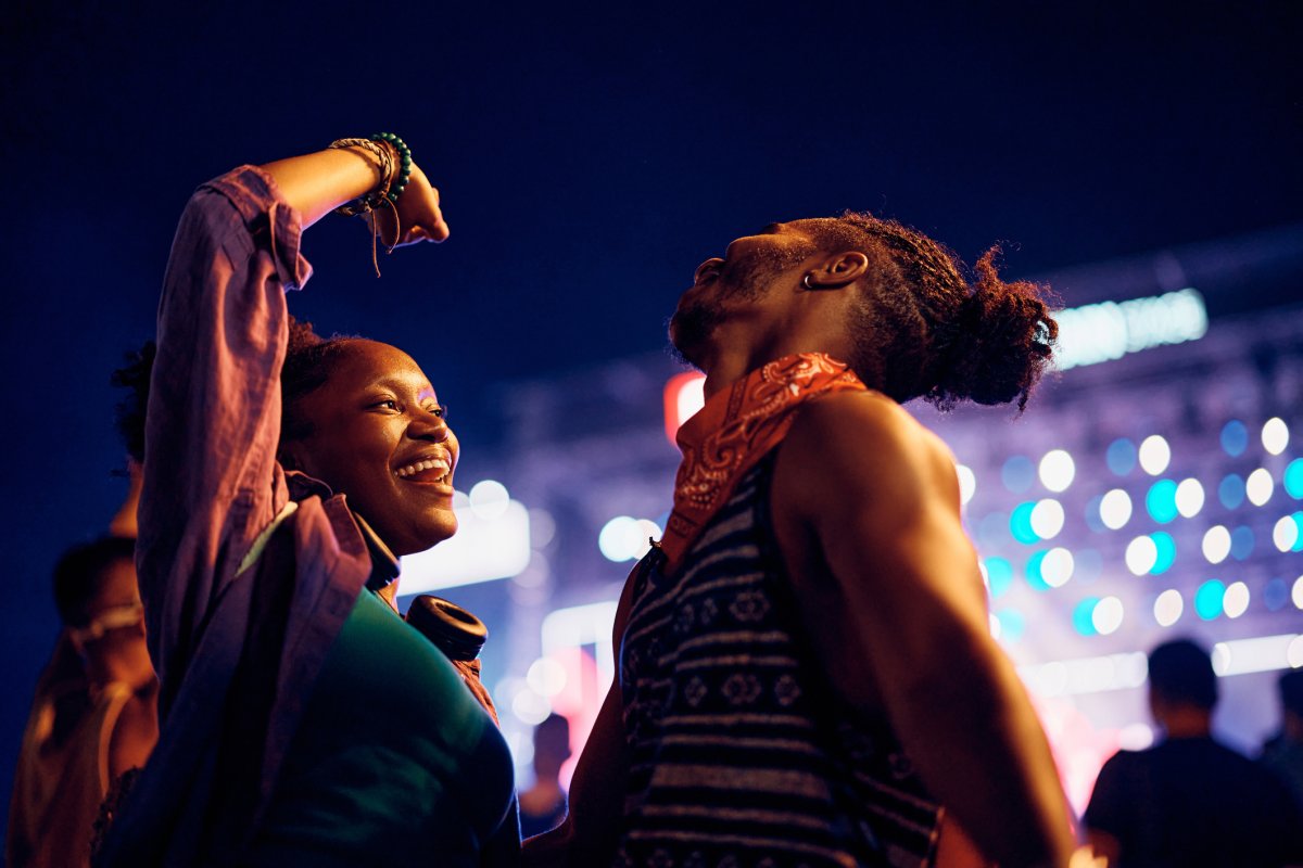 A young couple at a concert