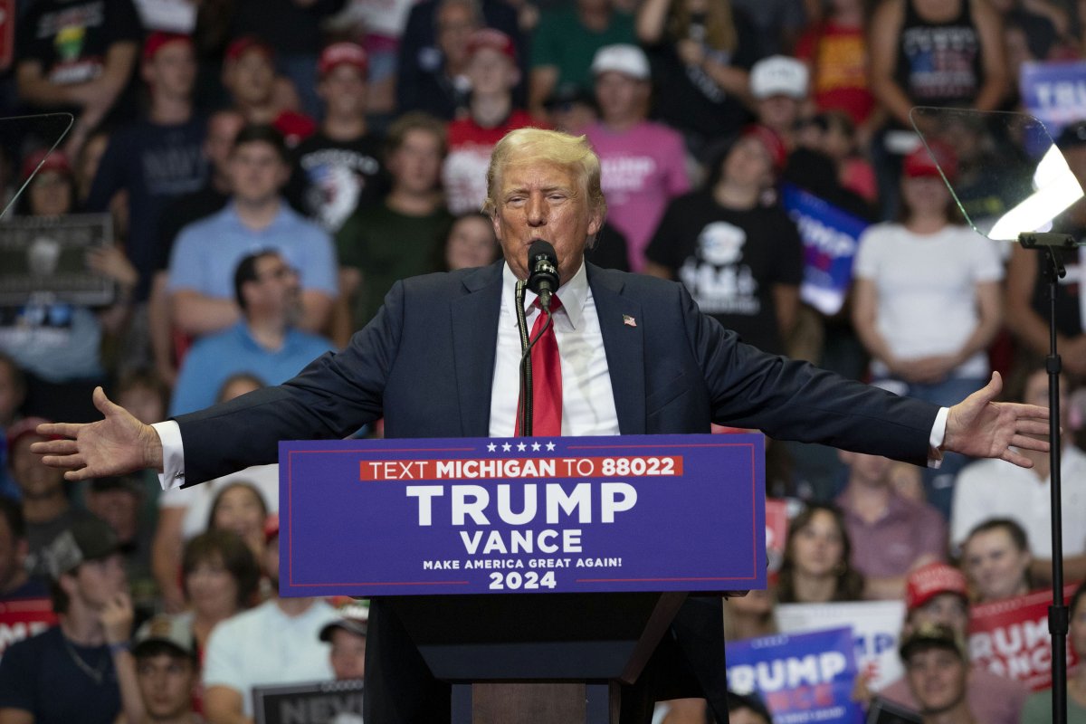 Donald Trump at a campaign rally in Michigan
