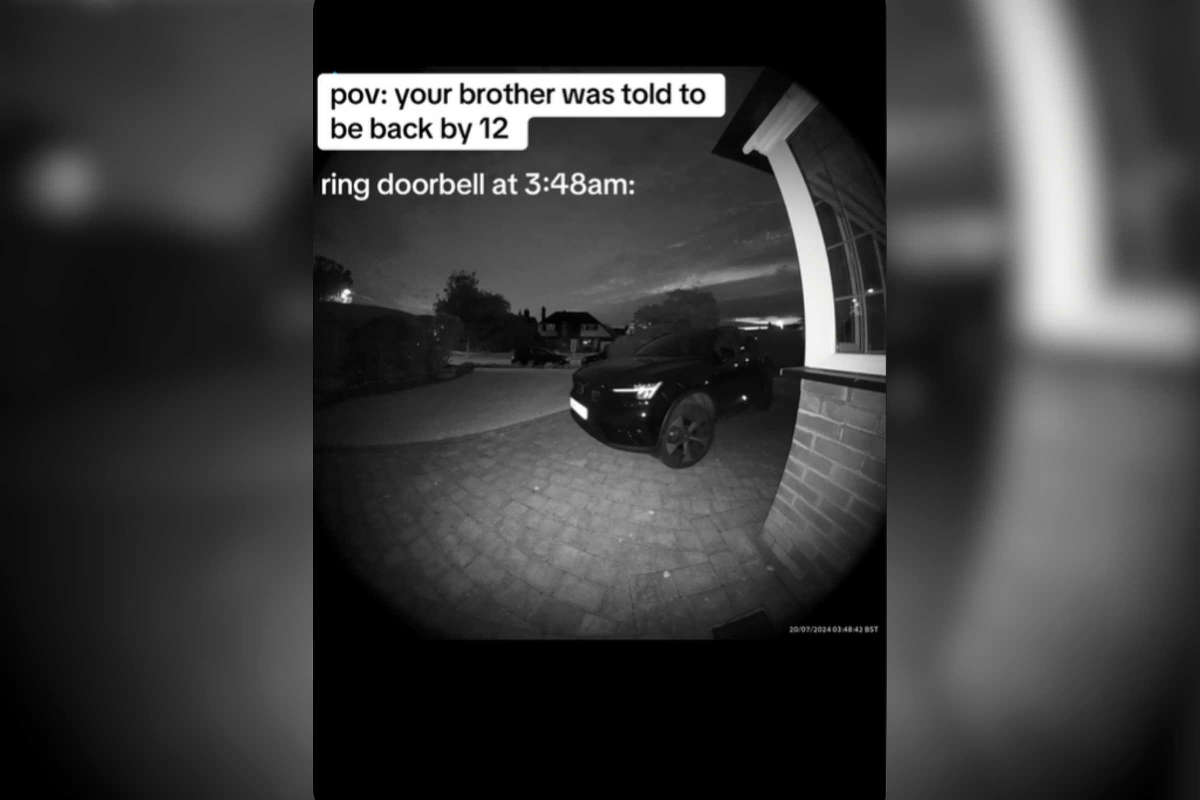 Man Arriving Home After Curfew Tries Hiding From Doorbell Cam, Fails