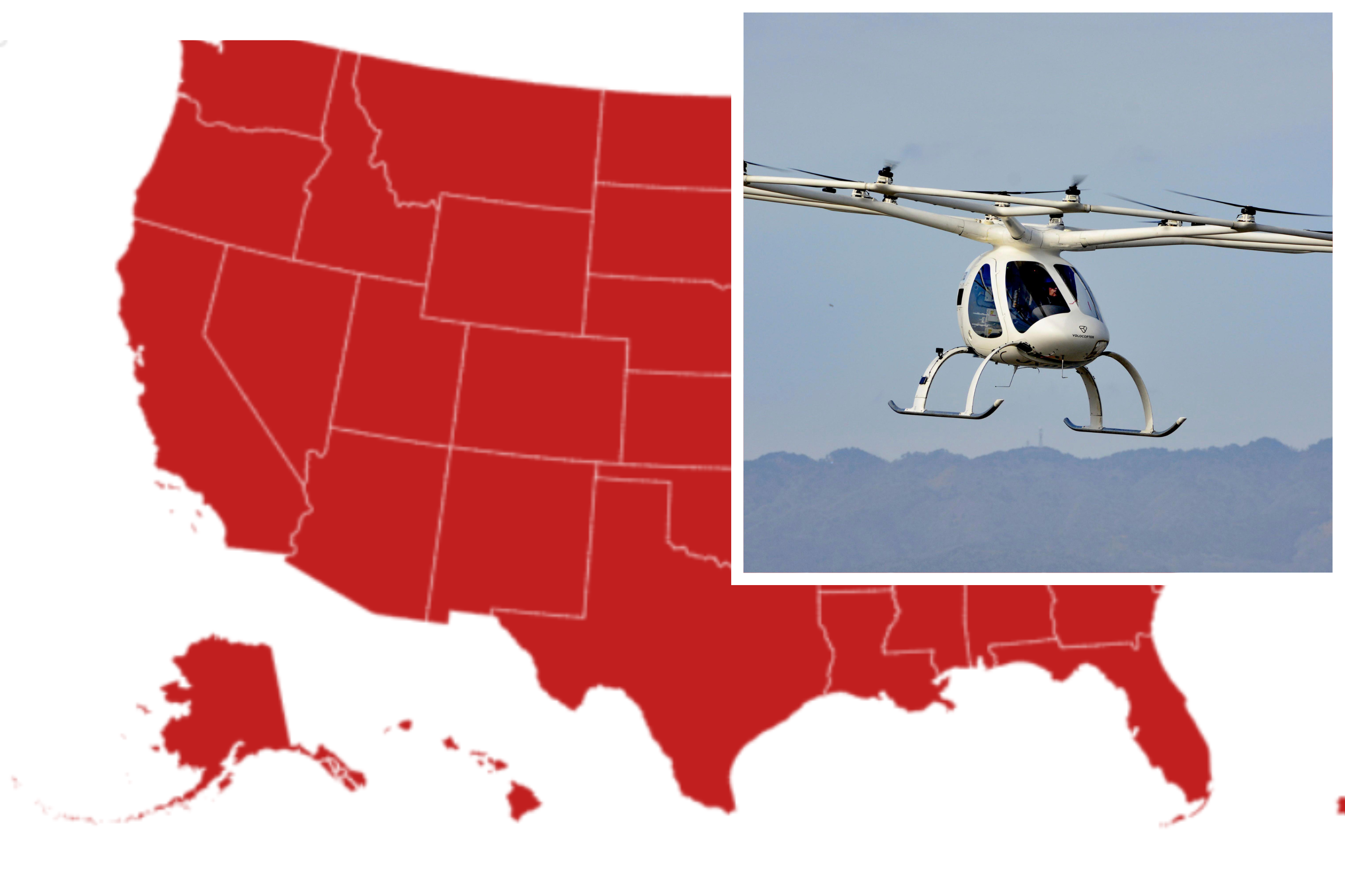 Map Illustrates States Where Flying Cars Are Permitted