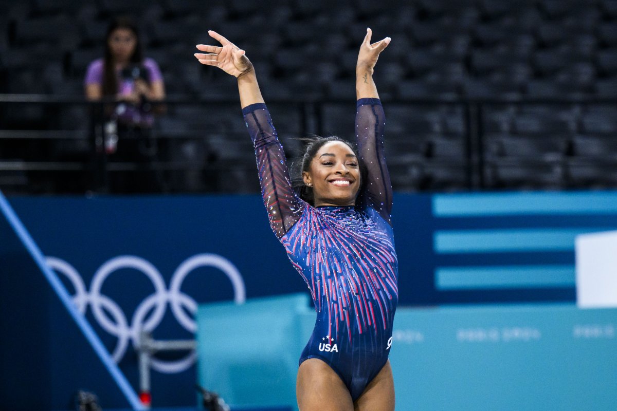 Simone Biles training session