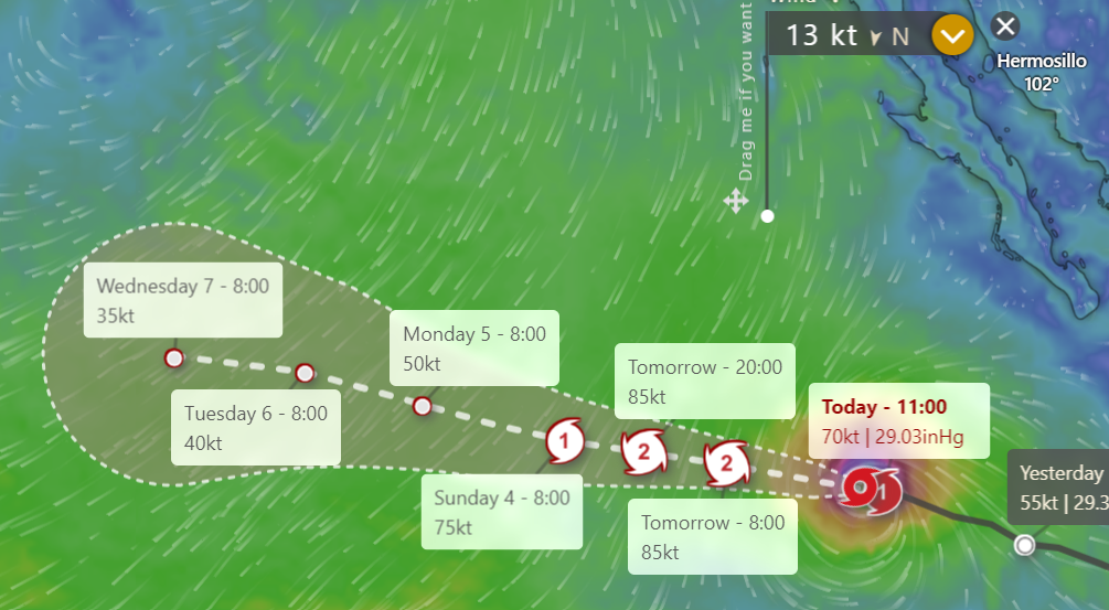 Hurricane Carlotta in Pacific