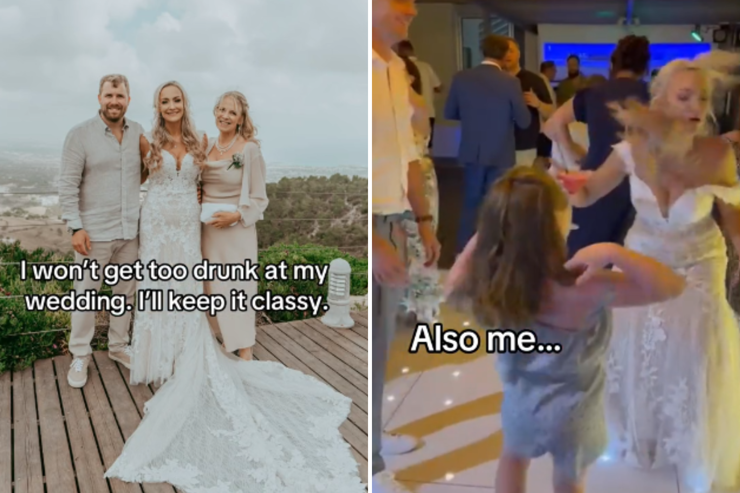 Bride vows not to get drunk at wedding – video tells a different story